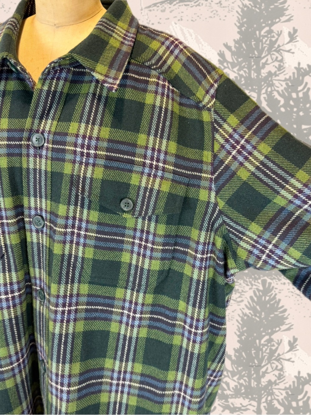 VINTAGE 90s tartan plaid wool shirt‎ jacket shacket earthy outdoorsy gorpcore
